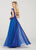 Ellie Wilde - EW119050 Cap Sleeve Bead Adorned Plunge A-line Gown In Blue