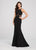 Ellie Wilde - EW119051 Halter Neck Cutout Back Glitter Sheath Gown In Black