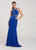 Ellie Wilde - EW119051 Halter Neck Cutout Back Glitter Sheath Gown In Blue