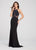 Ellie Wilde - EW119051 Halter Neck Cutout Back Glitter Sheath Gown In Black and Blue