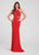 Ellie Wilde - EW119051 Halter Neck Cutout Back Glitter Sheath Gown In Red