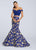 Ellie Wilde - EW119052 Two Piece Lace Jacquard Mermaid Dress In Blue and Gold