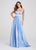 Ellie Wilde - EW119053 Off Shoulder High Front Slit Charmeuse Gown In Blue