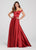 Ellie Wilde - EW119053 Off Shoulder High Front Slit Charmeuse Gown In Red
