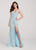 Ellie Wilde - EW119059 Sequined Deep V-neck Mermaid Dress In Blue