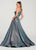 Ellie Wilde - EW119062 One Shoulder A-line Dress With Side Cutout In Green and Blue