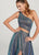Ellie Wilde - EW119062 One Shoulder A-line Dress With Side Cutout In Green and Blue