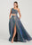 Ellie Wilde - EW119062 One Shoulder A-line Dress With Side Cutout In Green and Blue