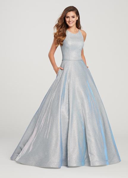 Ellie Wilde - EW119064 Jewel Neck Glitter Ballgown In Silver