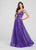 Ellie Wilde - EW119066 Embellished Deep V-neck A-line Dress In Purple