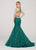 Ellie Wilde - EW119067 Plunging V-Neck Beaded Strapped Trumpet Gown In Green