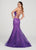 Ellie Wilde - EW119068 Embellished V-neck Mermaid Dress In Purple