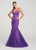 Ellie Wilde - EW119068 Embellished V-neck Mermaid Dress In Purple