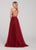 Ellie Wilde - EW119069 Pleat-Detailed Halter Sheer Overskirt Gown In Red