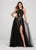 Ellie Wilde - EW119069 Pleat-Detailed Halter Sheer Overskirt Gown In Black