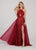 Ellie Wilde - EW119069 Pleat-Detailed Halter Sheer Overskirt Gown In Red