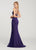 Ellie Wilde - EW119070 Lace Bustier Crop Top Two-Piece Evening Gown In Purple