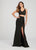 Ellie Wilde - EW119070 Lace Bustier Crop Top Two-Piece Evening Gown In Black