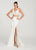 Ellie Wilde - EW119070 Lace Bustier Crop Top Two-Piece Evening Gown In White