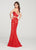 Ellie Wilde - EW119071 Two-Piece Trimmed Lace Mermaid Gown In Red