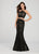 Ellie Wilde - EW119071 Two-Piece Trimmed Lace Mermaid Gown In Black