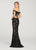 Ellie Wilde - EW119072 Two Piece Off-Shoulder Lace Trumpet Dress In Black