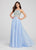 Ellie Wilde - EW119073 Two-Piece Beaded Dimensional Floral Lace Gown In Blue