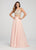 Ellie Wilde - EW119073 Two-Piece Beaded Dimensional Floral Lace Gown In Pink