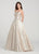 Ellie Wilde - EW119078 Sequined Strapless Straight Neck Ballgown In Silver and Gold