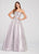Ellie Wilde - EW119078 Sequined Strapless Straight Neck Ballgown In Purple and Silver