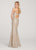 Ellie Wilde - EW119079 Bedazzled Deep V-neck Trumpet Dress In Neutral