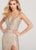 Ellie Wilde - EW119079 Bedazzled Deep V-neck Trumpet Dress In Neutral