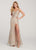 Ellie Wilde - EW119079 Bedazzled Deep V-neck Trumpet Dress In Neutral