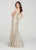 Ellie Wilde - EW119080 Embellished Deep V-neck Trumpet Dress In Neutral