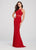 Ellie Wilde - EW119082 Geometric Illusion Trimmed Halter Gown In Red