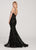 Ellie Wilde - EW119083 Embellished Deep V-neck Trumpet Gown In Black and Multi-Color