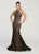 Ellie Wilde - EW119084 Sequined Lace Halter Mermaid Dress In Black and Nude