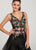 Ellie Wilde - EW119085 Floral Sequined Deep V-neck Jumpsuit In Black and Multi-Color