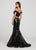 Ellie Wilde - EW119086 Two Piece Floral Sequined Mermaid Dress In Black and Multi-Color