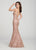 Ellie Wilde - EW119088 Sequined Plunging V-neck Mermaid Dress In Pink