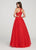 Ellie Wilde - V-Neck Racerback Glitter Tulle Ballgown EW119090 In Red
