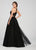 Ellie Wilde - EW119090 V Neck Racerback Glitter Tulle Ballgown In Black