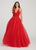 Ellie Wilde - V-Neck Racerback Glitter Tulle Ballgown EW119090 In Red