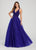 Ellie Wilde - EW119090 V Neck Racerback Glitter Tulle Ballgown In Blue