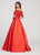 Ellie Wilde - EW119092 Mikado Gown with Off Shoulder Lace Topper In Red