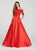 Ellie Wilde - EW119092 Mikado Gown with Off Shoulder Lace Topper In Red