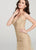 Ellie Wilde - EW119093 Beaded Lace V-neck Mermaid Dress In Gold