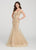 Ellie Wilde - EW119093 Beaded Lace V-neck Mermaid Dress In Gold