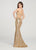 Ellie Wilde - EW119095 Metallic Illusion Paneled Sequined Gown In Gold