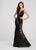 Ellie Wilde - EW119095 Metallic Illusion Paneled Sequined Gown In Black